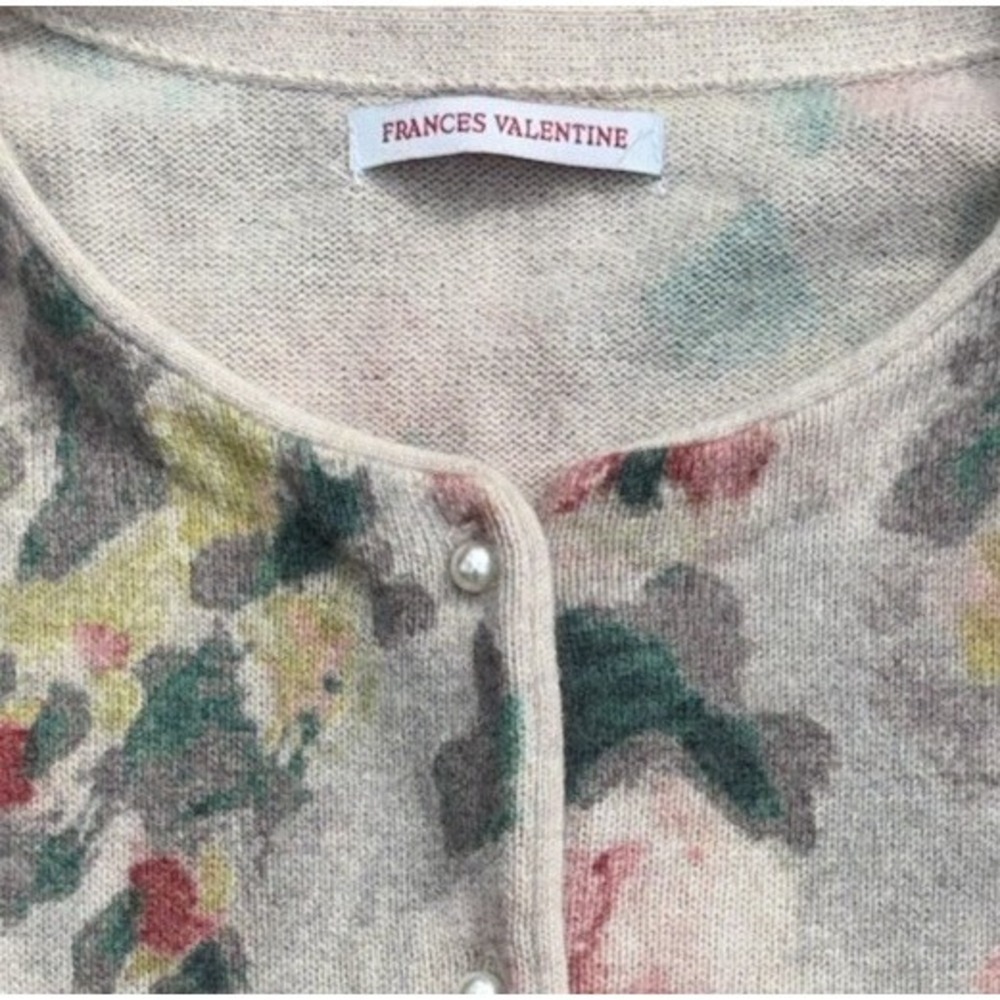 Frances Valentine Angora Wool Floral Button-Up Cardigan‎ Sweater Knit Women's XL - Picture 6 of 9